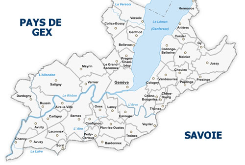 Frontières de Genève avec la Savoir et le pays de Gex