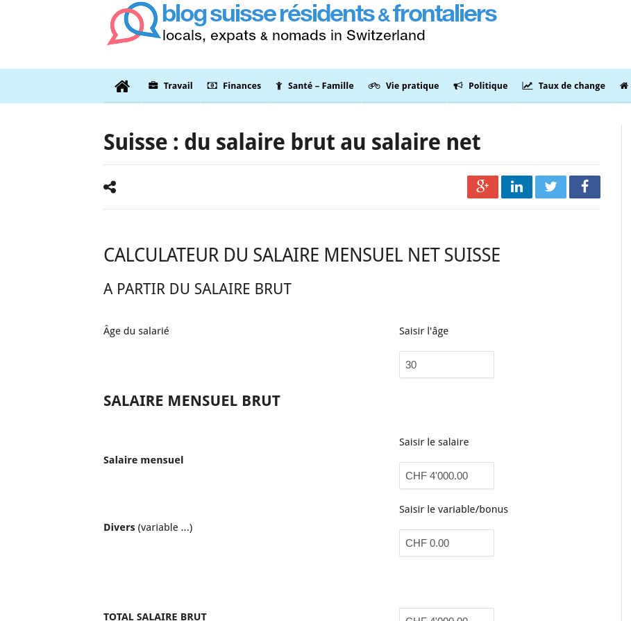 Calculateur Salaire Net Suisse